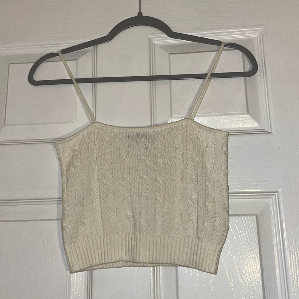 Brandy Melville white knit crop tank